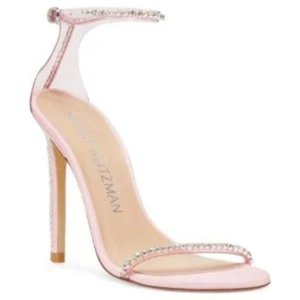 New Stuart Weitzman Nudistglam 110MM Embellished Strap Light Pink Sandals Size 9 - Picture 2 of 10